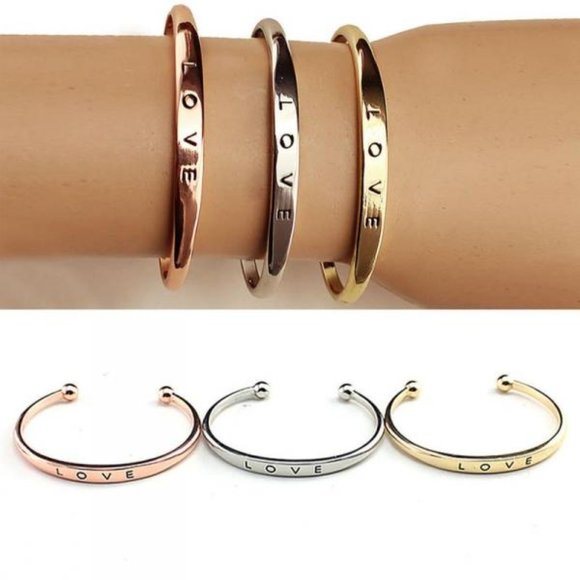 Set of 3 LOVE Bangles - Rose, White, Yellow Gold - Picture 1 of 6
